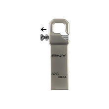 Load image into Gallery viewer, PNY Hook Attaché 3.0 USB Stick 32 GB Read Speed 50 MB/s/Write Speed 15 MB/s - (BLACK)