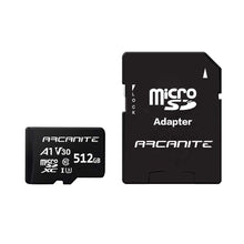 Load image into Gallery viewer, ARCANITE AKV30A1512 512GB microSD XC Memory Card with Adapter - (BLACK)