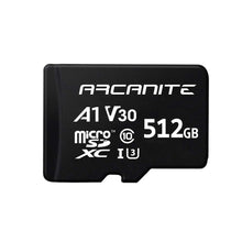Load image into Gallery viewer, ARCANITE AKV30A1512 512GB microSD XC Memory Card with Adapter - (BLACK)