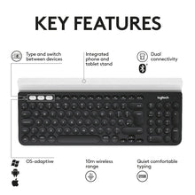 Load image into Gallery viewer, Logitech K780 Multi-Device Wireless USB, Bluetooth Keyboard UK Layout (DARK GRAY/WHITE)