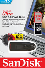 Load image into Gallery viewer, SanDisk 256GB Ultra USB Flash Drive USB 3.0 up to 100 MB/s - (BLACK)