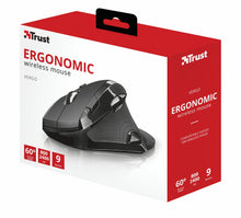 Load image into Gallery viewer, Trust 21722 Vergo Wireless Ergonomic Mouse for PC and Laptop, 2400 DPI with 9 Buttons - (BLACK)