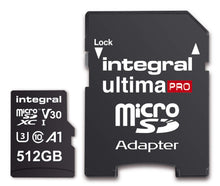 Load image into Gallery viewer, Integral 512GB micro SD card 4K Ultra-HD video Premium High Speed Memory - (BLACK)