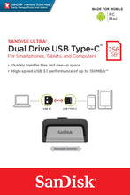 Load image into Gallery viewer, SanDisk Ultra 256 GB Dual USB Flash Drive USB 3.0 Type-C - (BLACK,SILVER)
