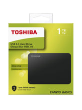 Load image into Gallery viewer, Toshiba HDTB410EK3AA 1TB Canvio Basics 2.5-Inch USB 3.0 Portable External Hard Drive - (BLACK)