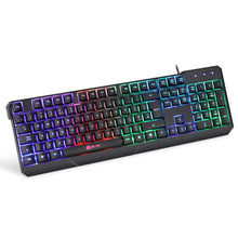 Load image into Gallery viewer, KLIMTM Chroma Gaming Keyboard - Wired Back light LED Rainbow Lighting, Waterproof - (BLACK)